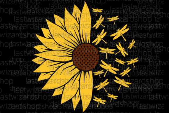 Download Half Sunflower with Dragonfly Svg - Premium Resources